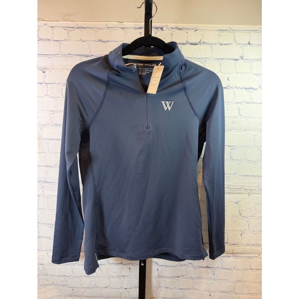 Peter Millar Slate Blue Long-Sleeve Half-Zip Performance Top